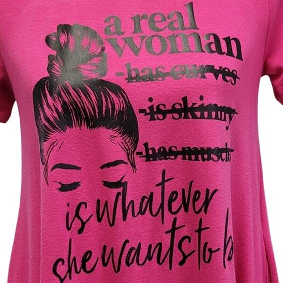 Hand Printed Upcycled Womens Small Real Woman Is Whatever She Wants to Be Shirt - Picture 2 of 5